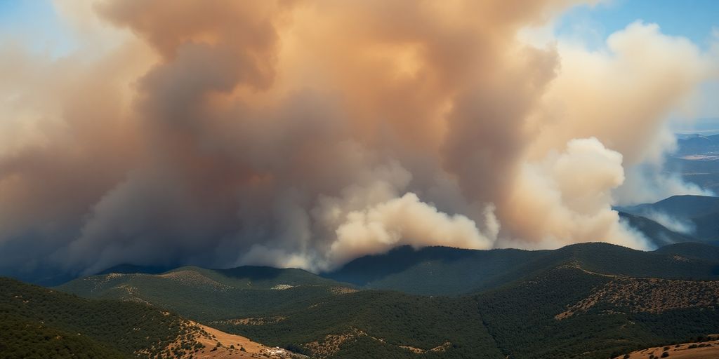 Incendies dévastateurs en Espagne, fumée dense au-dessus des forêts.