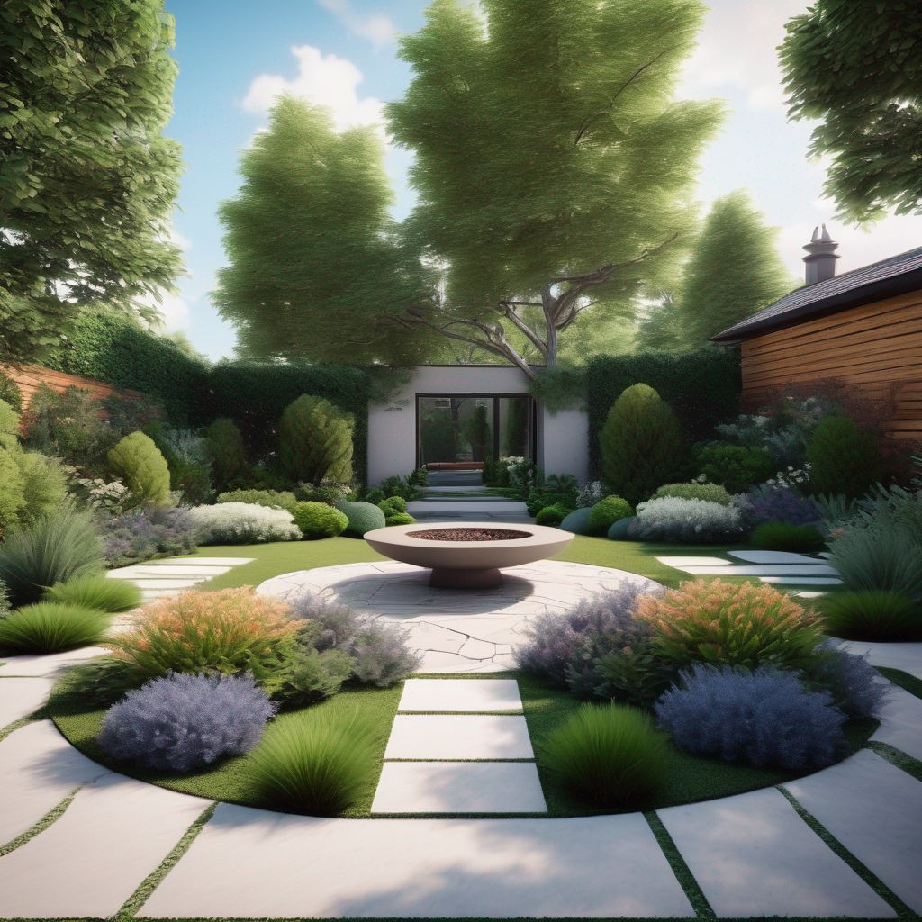 beautiful balanced garden landscape design with focal points