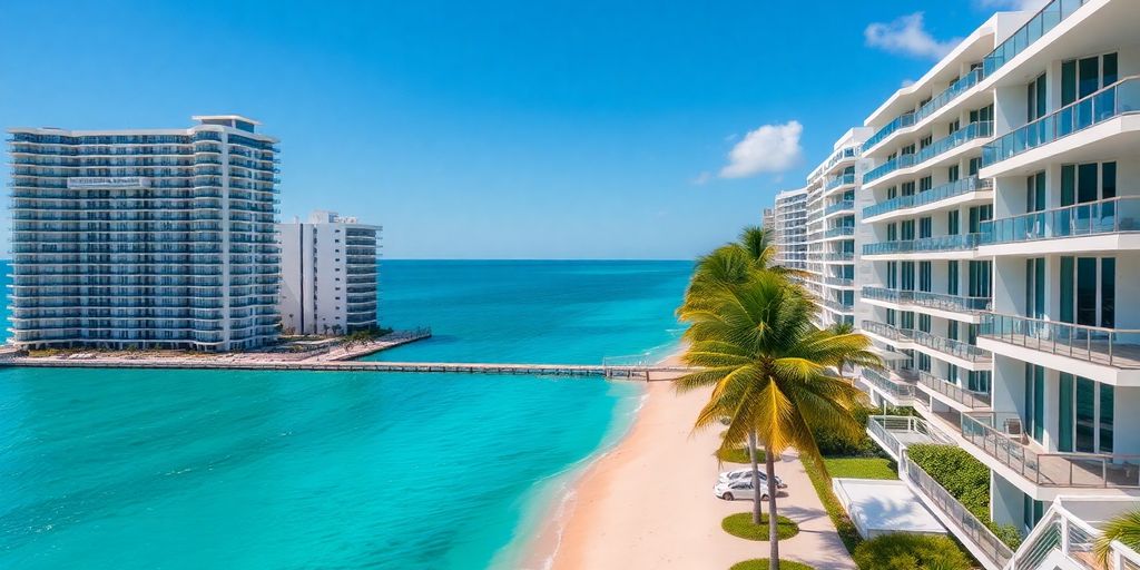 Vibrant oceanfront condos in Miami Beach.