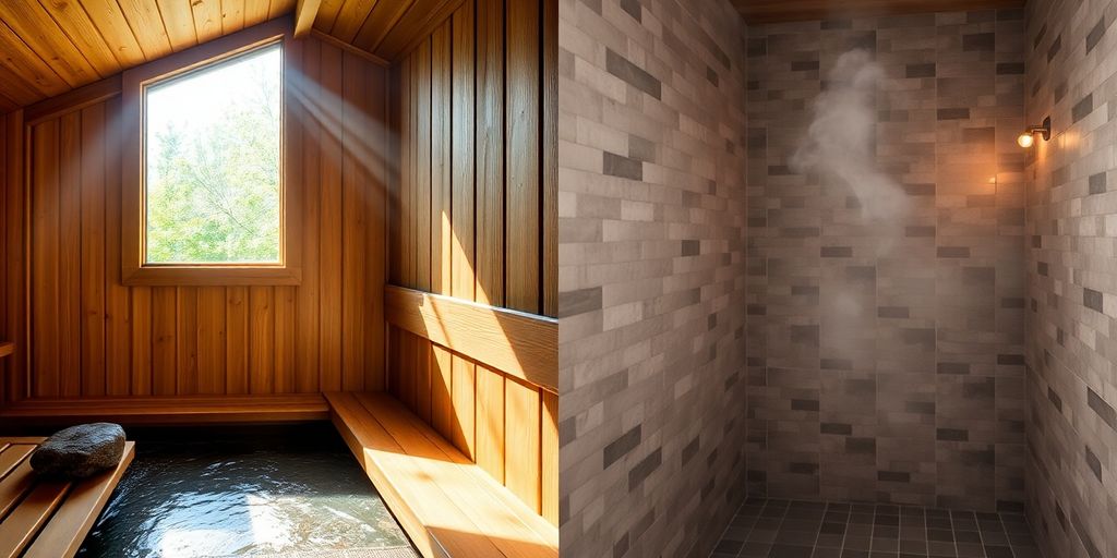 Sauna and steam room side by side.