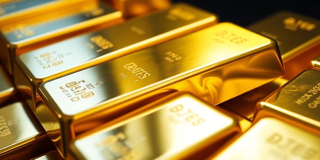 Barres d'or brillantes sur fond clair.