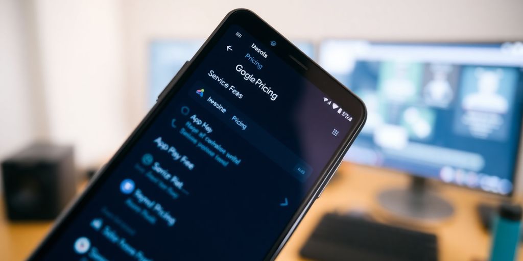 Smartphone displaying Google Play Console pricing options.