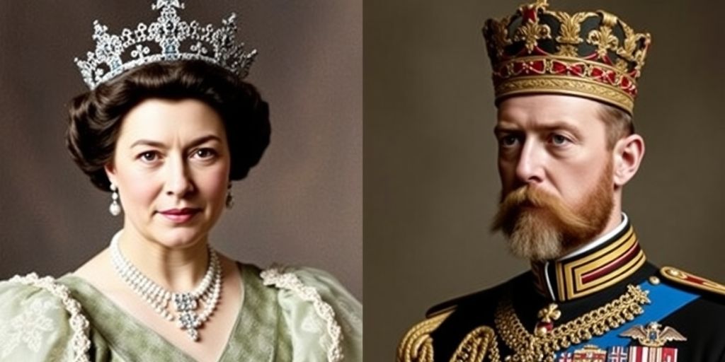 Portraits de la reine Élisabeth II et du roi George V