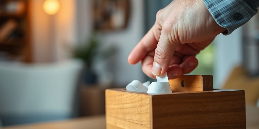 Man holding dispenser, selecting a date night activity.