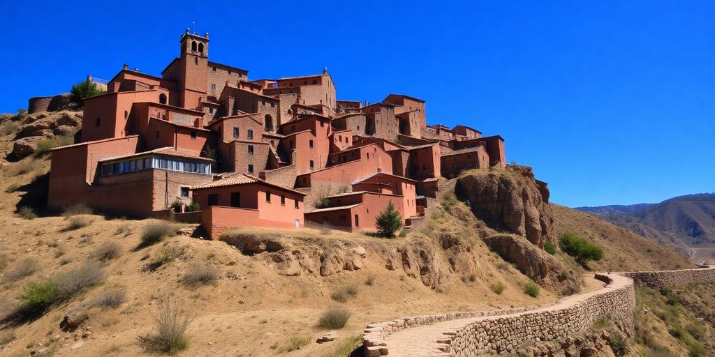 Casas medievales de Albarracín en ladera rocosa