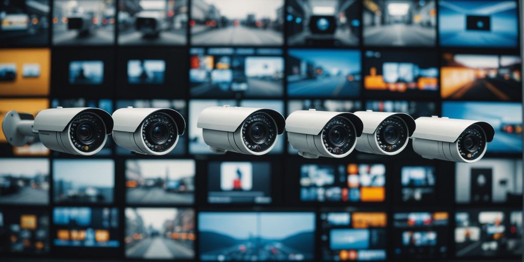 Different CCTV cameras with highlighted key features.