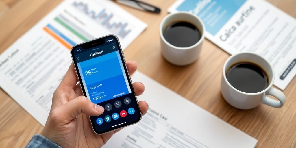 Imagem de um smartphone com aplicativo financeiro.