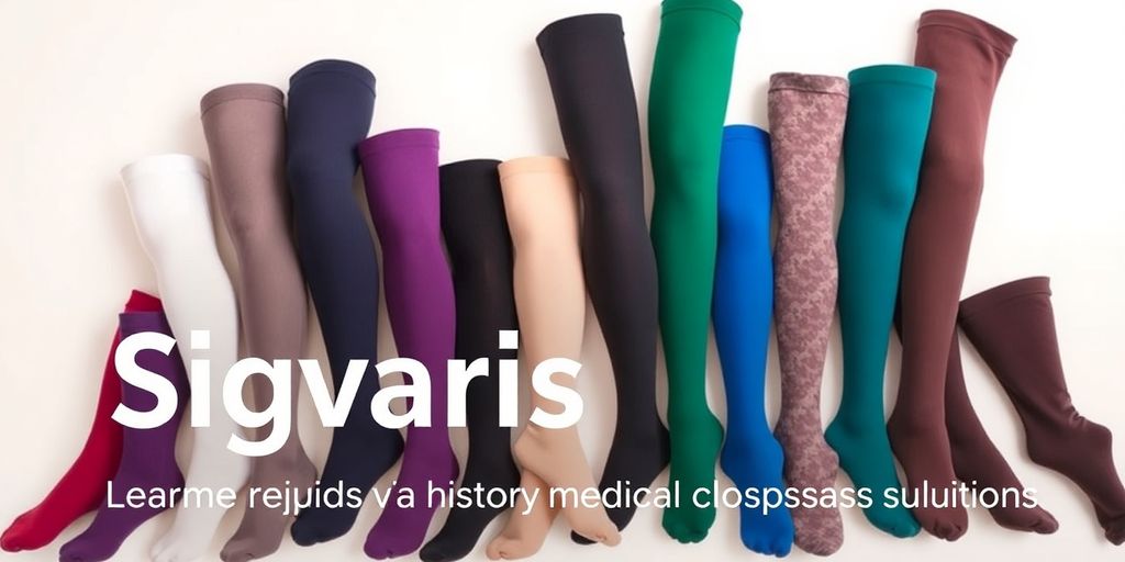 Diversos modelos de meias de compressão Sigvaris.