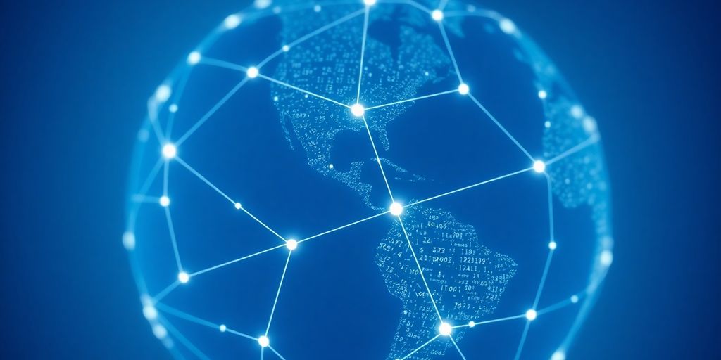 Veilige digitale wereldbol met netwerkverbindingen