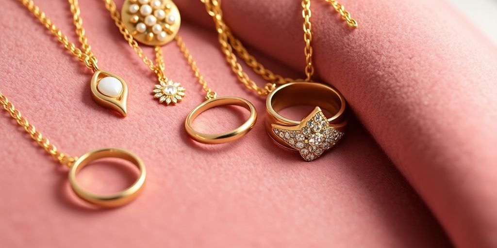 Bijoux en or élégants sur un fond en velours.
