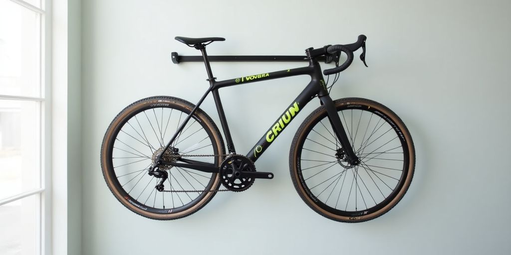 Bike on Feedback Sports Wall Rack in modern setting.