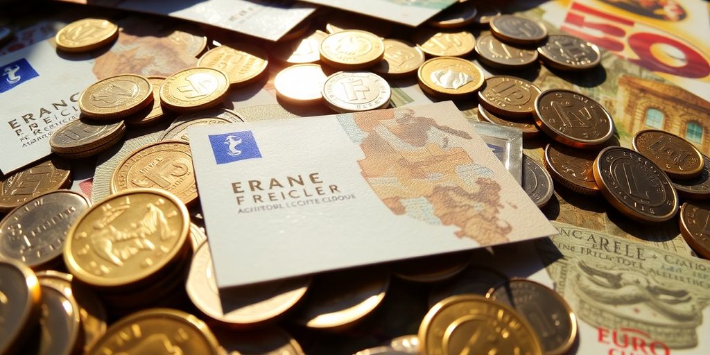Mains tenant des pièces et des billets de banque français.