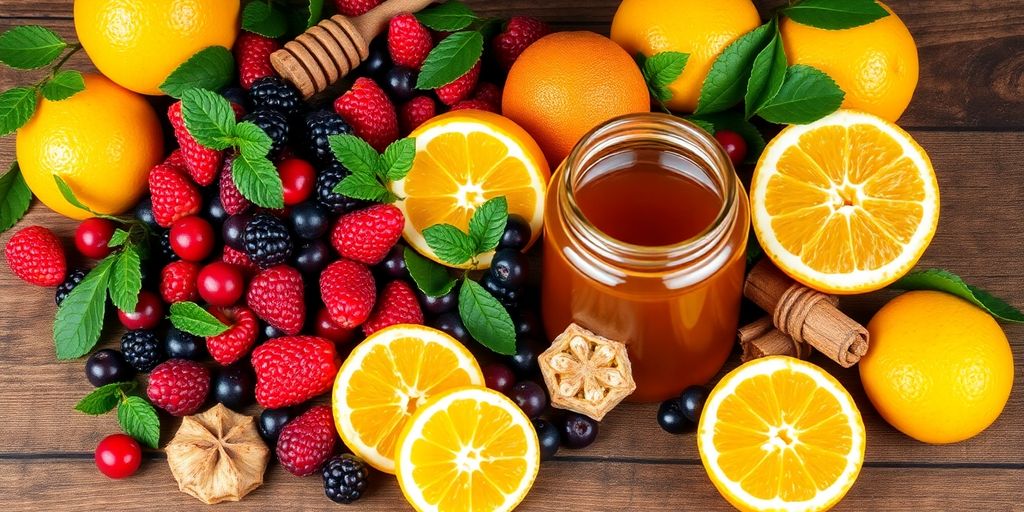 Various natural ingredients for preserving sweets.