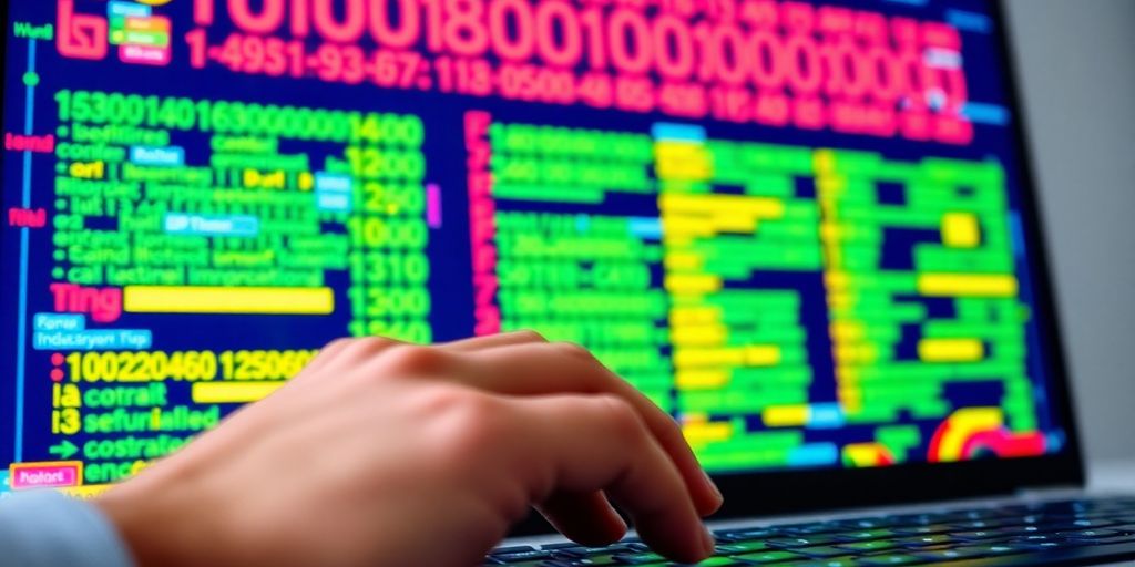 A computer screen with security codes and a keyboard.