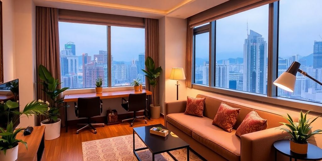 Cozy apartment in Tsim Sha Tsui with city view.