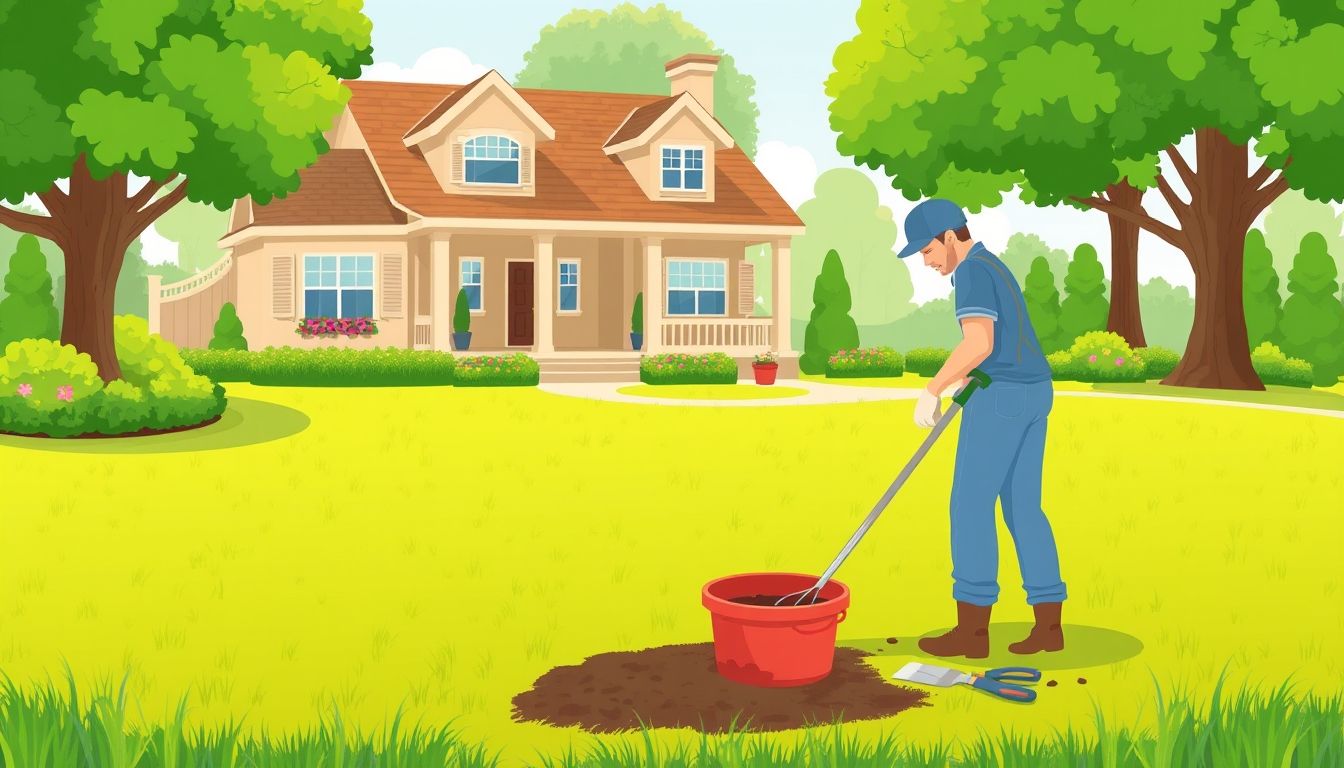 Gardener maintaining a lush green lawn