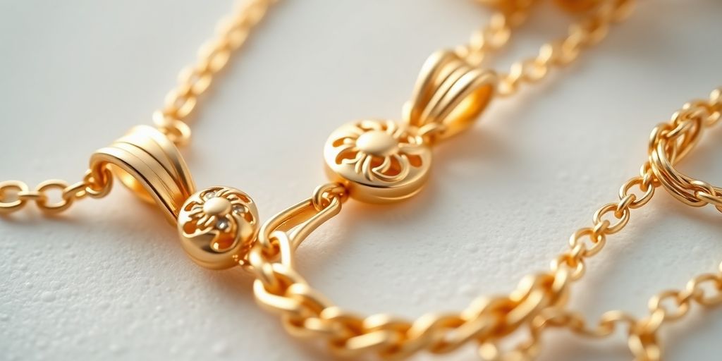 Bijoux en or 18 carats, détails et éclat.