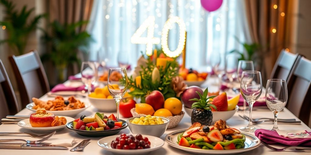 Elegant table setting for a 40th birthday celebration.