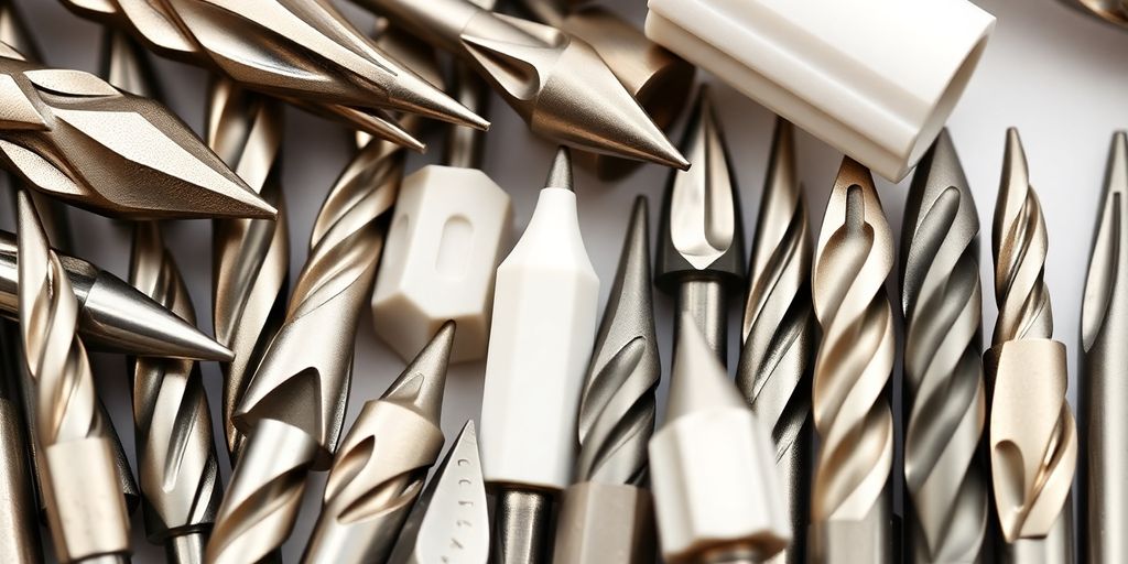 Various nail drill bits in different shapes and sizes.