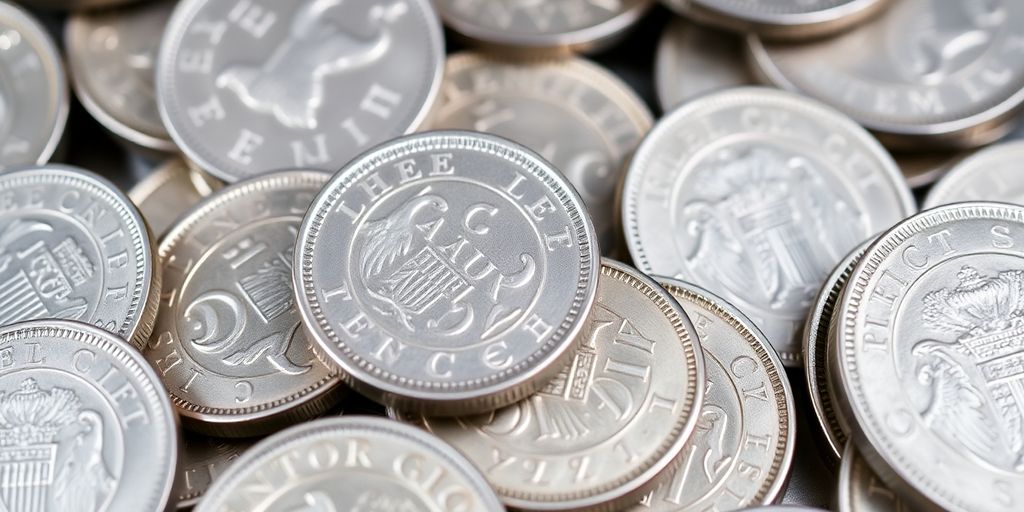 Pièces d'argent françaises du XIXe siècle empilées.