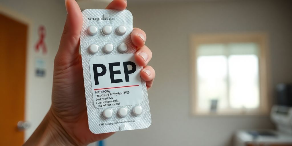 What is PEP (Post-Exposure Prophylaxis)? 3 Hand holding PEP medication in a healthcare environment.