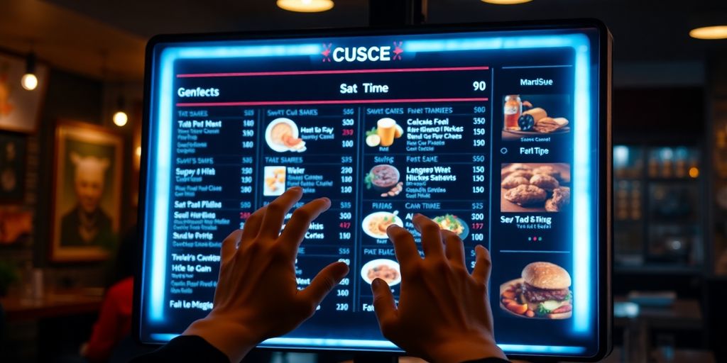 A close-up of a digital menu.