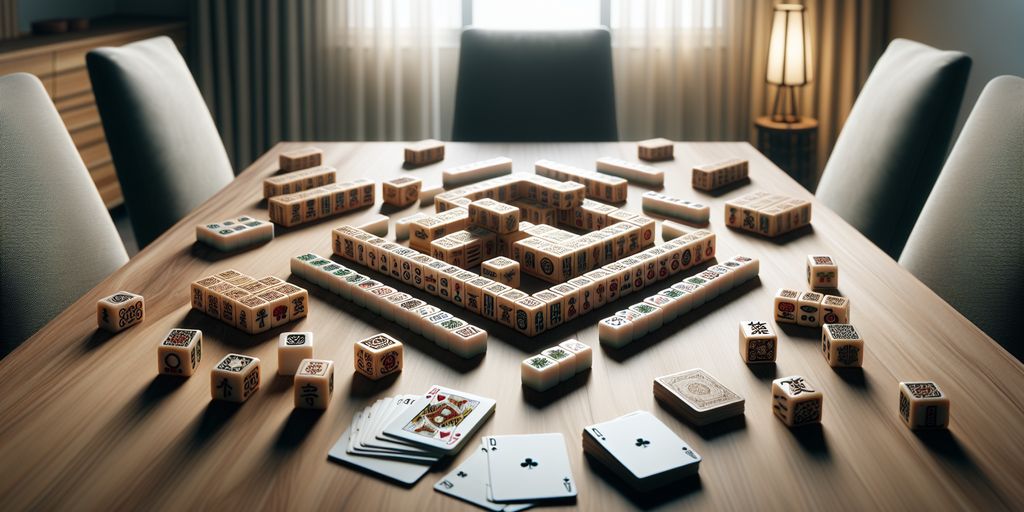 Mahjong Poker Tiles game with cards and mahjong pieces