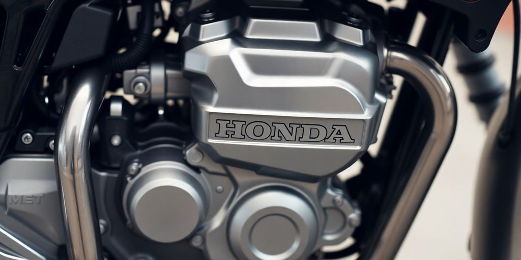 Shiny Honda engine block with clean metal components.