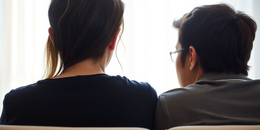 Two people showing emotional contrast in a relationship.