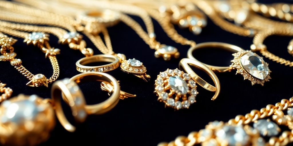 Bijoux en or brillants sur fond élégant.