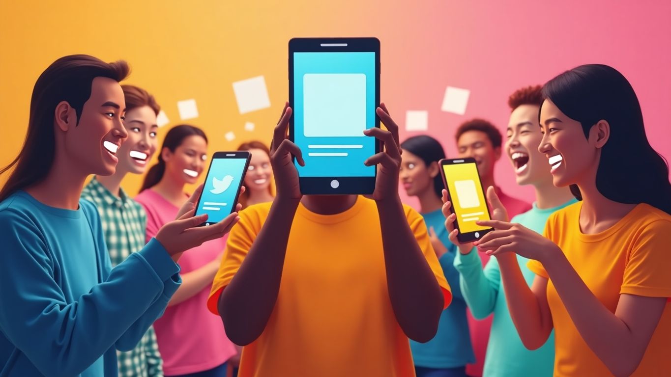 Diverse people interacting with faceless video content on devices.