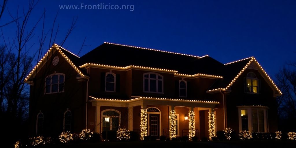 House with permanent Christmas lights.