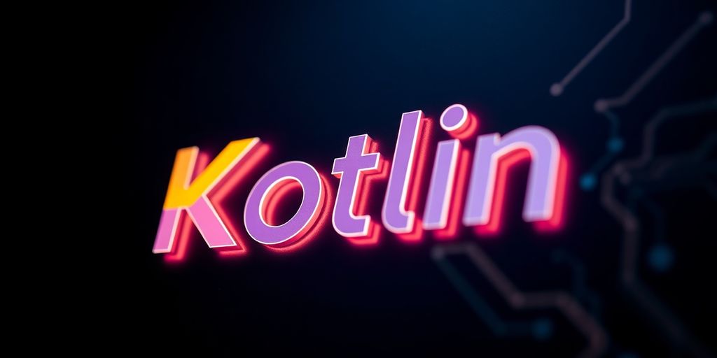 Kotlin logo with glowing effect on dark background.