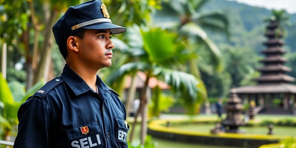 Security guard in Bali ensuring safety and peace of mind.
