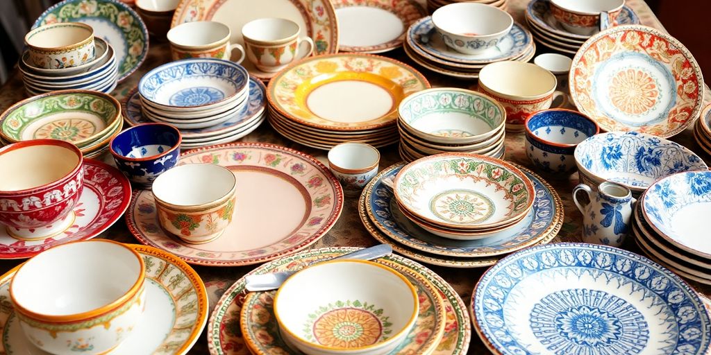 A collection of beautiful dinnerware sets.