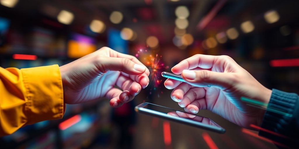 Person deals online with items.