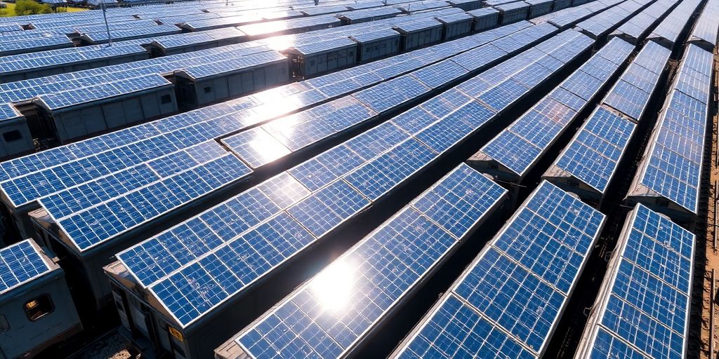 Panneaux solaires sur un toit de train.