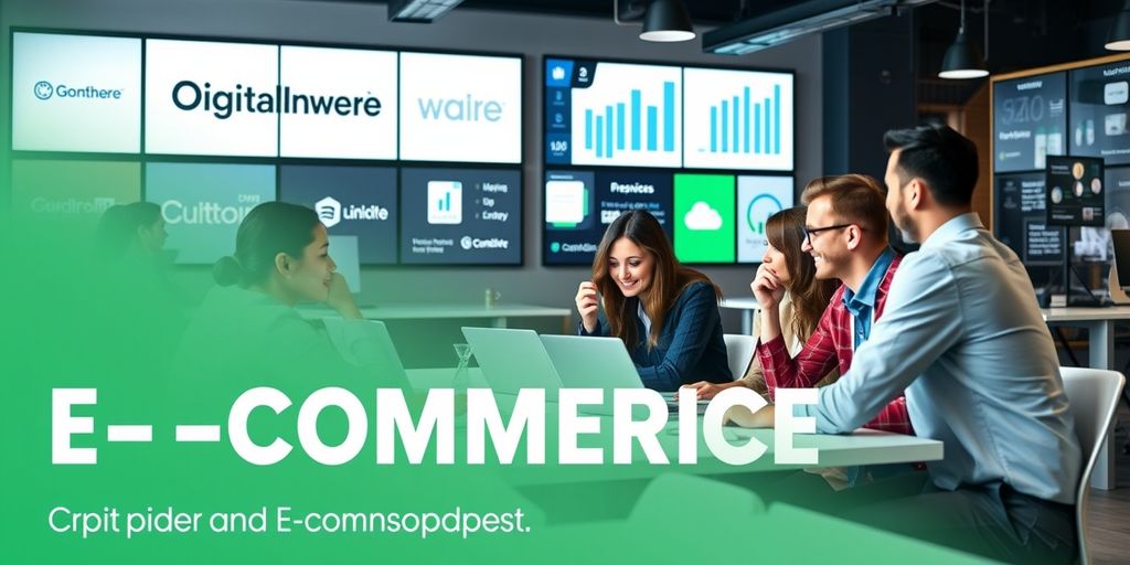 Profissionais de marketing digital em ambiente moderno.