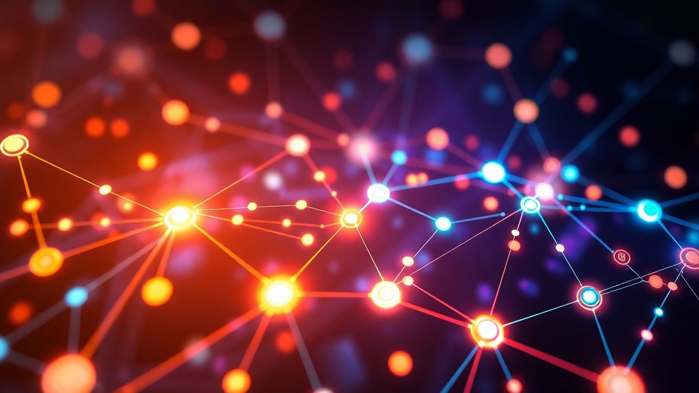 Digital currency nodes in a glowing network