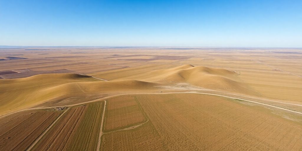 Vue aérienne des plaines du Montana avec un drone.