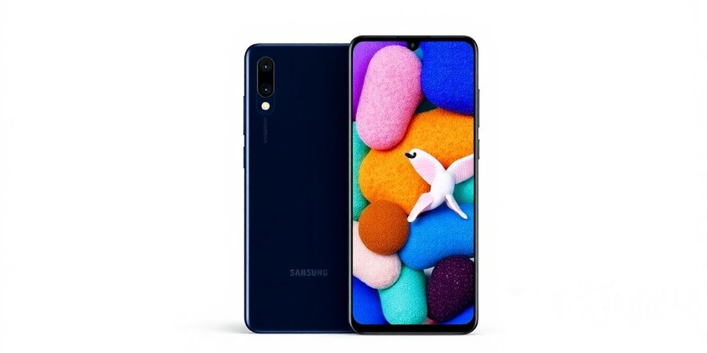Three sleek Galaxy A smartphones on a minimalist background.