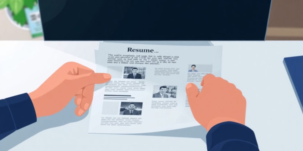 A person organizing various resume sections.