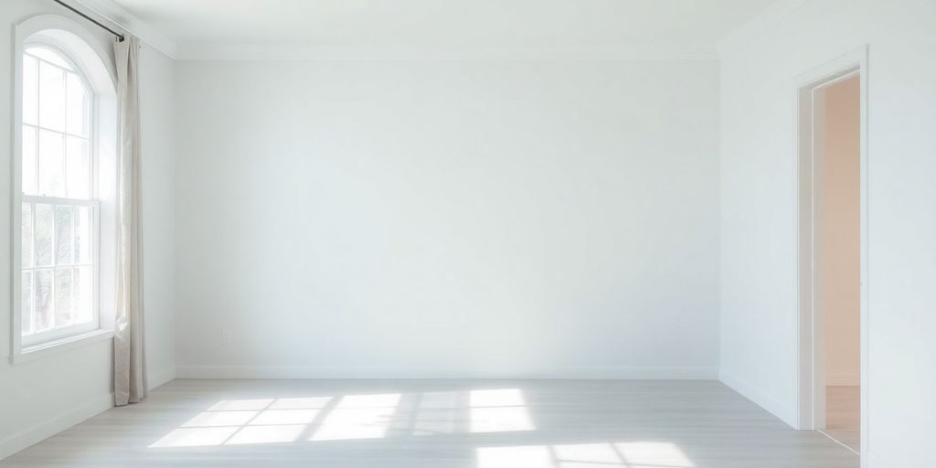 Newly painted living room with bright, smooth walls.