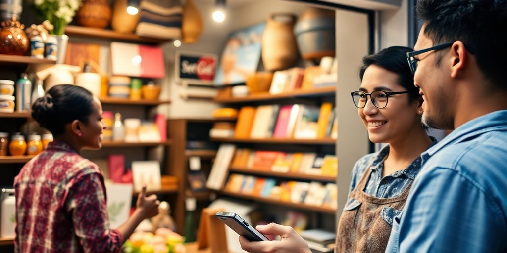 Small business owners engaging customers through live commerce.How Luningoo Helps Small Businesses in Newburgh Build and Manage Their Online Reputation