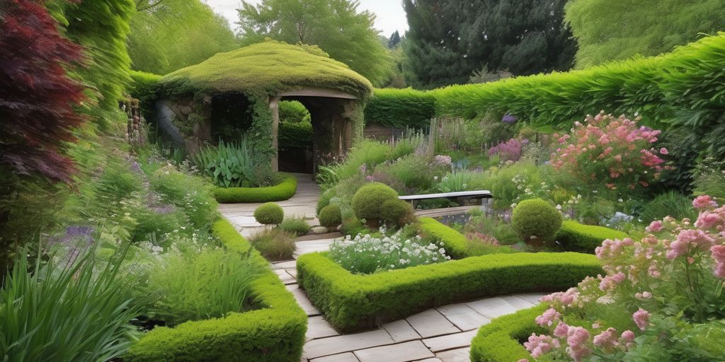 beautiful garden landscape with secret nooks and artistic touches