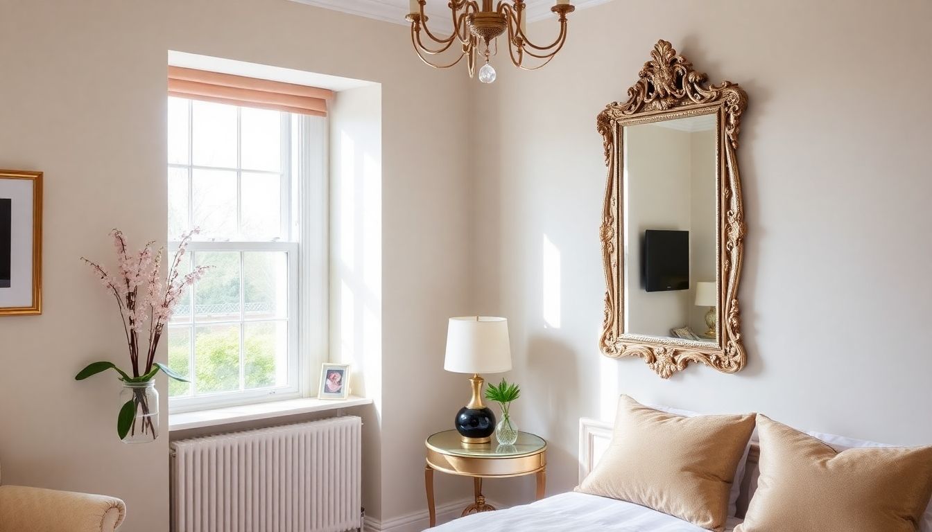 Elegant mirror in a stylish London rental room.