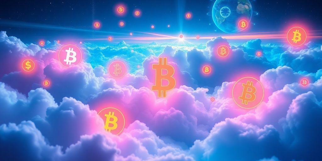 Toekomstige cryptovaluta in een digitale omgeving.