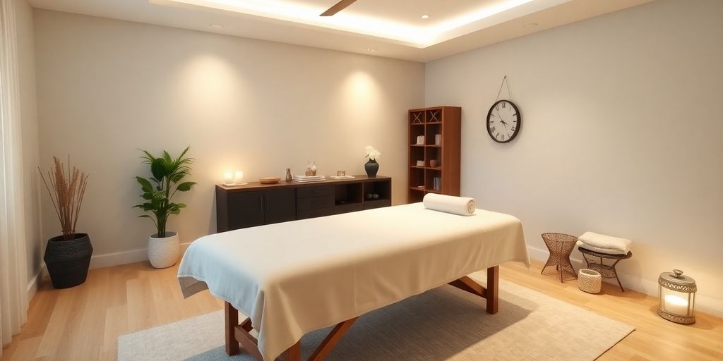 Evde masaj hizmeti için huzurlu bir ortam.