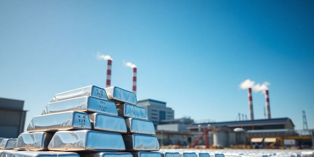 Lingots d'argent et usine chinoise