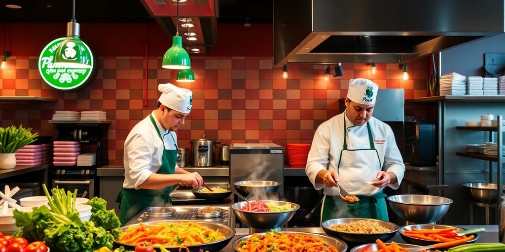 Chefs cooking innovative dishes in a bright kitchen.